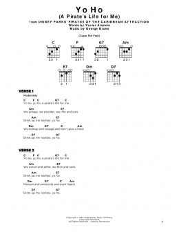 page one of Yo Ho (A Pirate's Life For Me) (Really Easy Guitar)