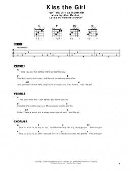 page one of Kiss The Girl (from The Little Mermaid) (Really Easy Guitar)