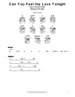 page one of Can You Feel The Love Tonight (from The Lion King) (Really Easy Guitar)