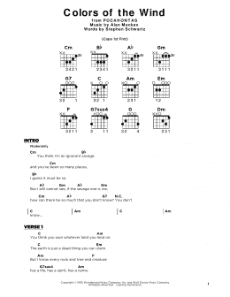 page one of Colors Of The Wind (from Pocahontas) (Really Easy Guitar)