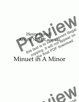 page one of Minuet in A Minor 