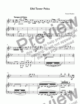 page one of Poulenc - The Eiffel Tower Polka for trumpet Bb & piano