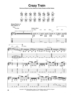 page one of Crazy Train (Easy Guitar Tab)