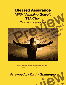 page one of Blessed Assurance (with “Amazing Grace”) SSA Choir, Piano Accompaniment