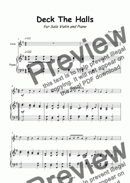 page one of Deck The Halls for Solo Violin and Piano