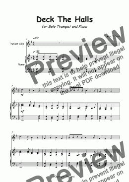 page one of Deck The Halls for Solo Trumpet in Bb  and Piano