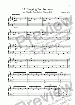 page one of Time For Piano Ballads: 12. Longing For Summer (KS)