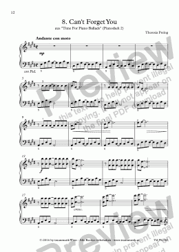 page one of Time For Piano Ballads: 08. Can't Forget You (KS)