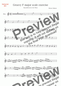 page one of Groovy F major scale exercise for Intermediate Oboe