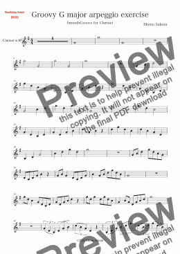 page one of Groovy G major arpeggio exercise for Intermediate Clarinet