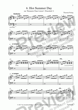 page one of  Romantic Piano Letters: 06. Hot Summer Day (KS)