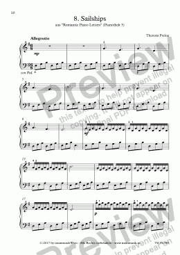 page one of  Romantic Piano Letters: 08. Sailships (KS)