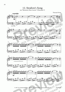 page one of  Romantic Piano Letters: 12. Swallow's Song  (KS)