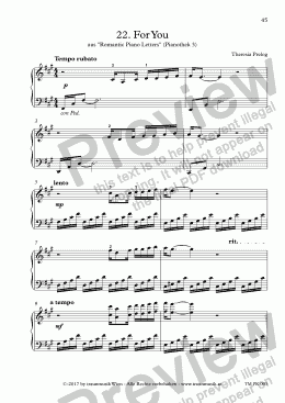 page one of  Romantic Piano Letters: 22. For You (KS)