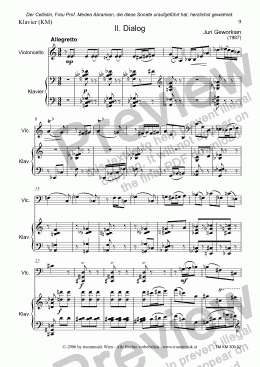 page one of Sonate für Violoncello und Klavier: II. Dialog (KM/Score & Parts)