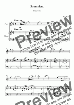 page one of Somnolent - Flute Solo