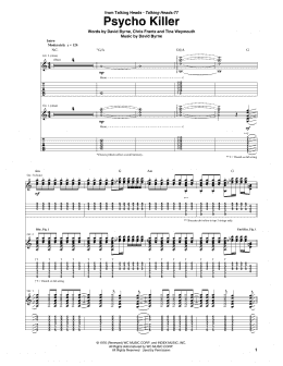 page one of Psycho Killer (Guitar Tab)