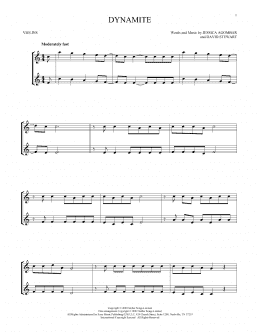 page one of Dynamite (Violin Duet)