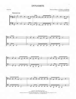 page one of Dynamite (Cello Duet)