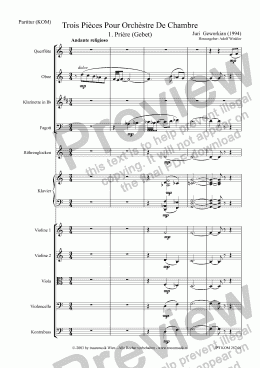 page one of Trois Pièces:  1. Prière (KOM/Score & Parts)