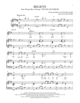 page one of Believe (from The Polar Express) (Vocal Duet)