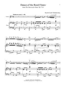 page one of Dance Of The Reed Flutes, Op. 71a (from The Nutcracker) (Violin and Piano)