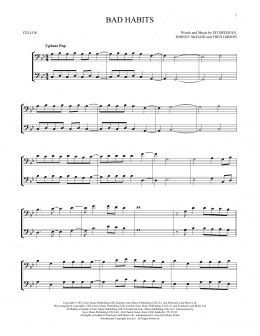 page one of Bad Habits (Cello Duet)