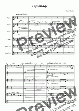 page one of "Espionage" For Flute Choir