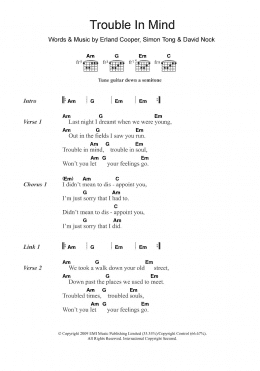 page one of Trouble In Mind (Guitar Chords/Lyrics)