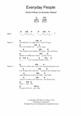 page one of Everyday People (Guitar Chords/Lyrics)