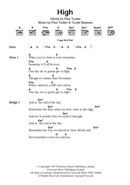 page one of High (Guitar Chords/Lyrics)