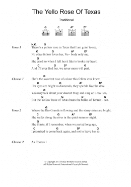 page one of The Yellow Rose Of Texas (Guitar Chords/Lyrics)