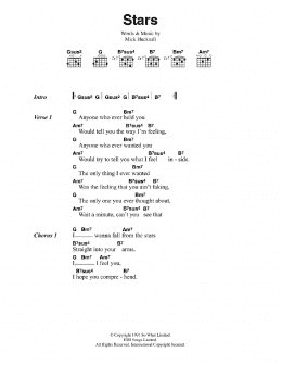 page one of Stars (Guitar Chords/Lyrics)