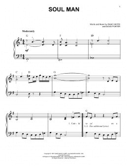 page one of Soul Man (Very Easy Piano)