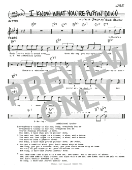 page one of I Know What You're Puttin' Down (Real Book – Melody, Lyrics & Chords)