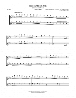 page one of Remember Me (Ernesto de la Cruz) (from Coco) (Flute Duet)