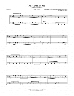 page one of Remember Me (Ernesto de la Cruz) (from Coco) (Cello Duet)