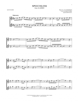 page one of Speechless (from Aladdin) (Alto Sax Duet)