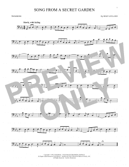 page one of Song From A Secret Garden (Trombone Solo)