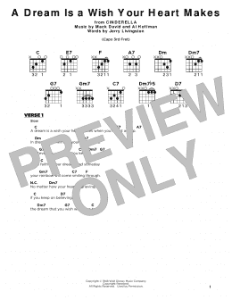 page one of A Dream Is A Wish Your Heart Makes (from Cinderella) (Really Easy Guitar)