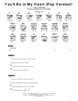 page one of You'll Be In My Heart (from Tarzan) (Really Easy Guitar)