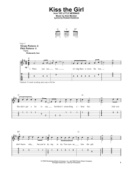 page one of Kiss The Girl (from The Little Mermaid) (Easy Guitar Tab)