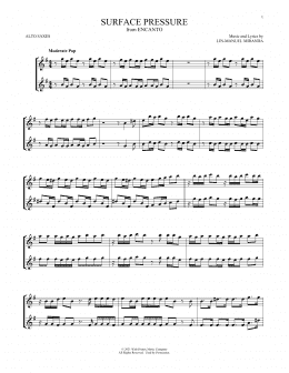 page one of Surface Pressure (from Encanto) (Alto Sax Duet)