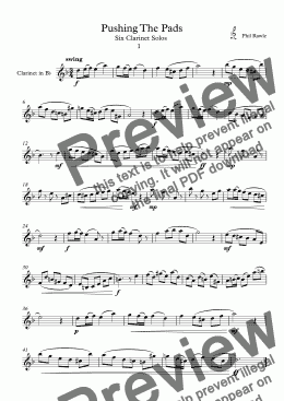 page one of Pushing The Pads - Clarinet Solos