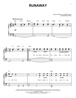 page one of Runaway (Easy Piano)