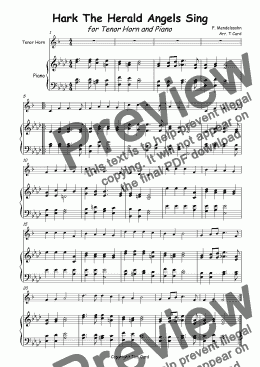 page one of Hark The Herald Angels Sing for Solo Tenor Horn and Piano