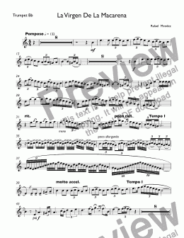 page one of Mendez - La Virgen De La Macarena for trumpet Bb