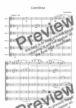 page one of "Cantilena" A Modern Lullaby For Flute Choir (6 C Flutes)