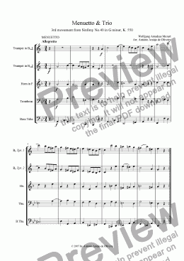 page one of Menuetto and Trio from Sinfony No.40