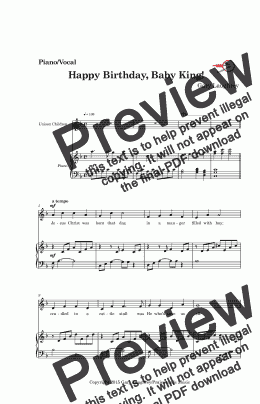 page one of Happy Birthday Baby King-Unison Children's Choir